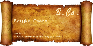 Brtyka Csaba névjegykártya